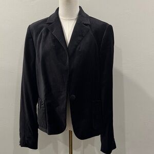 Apostrophe Black Velvet Blazer – Bow Pocket Detail, Satin-Lined, Size 14